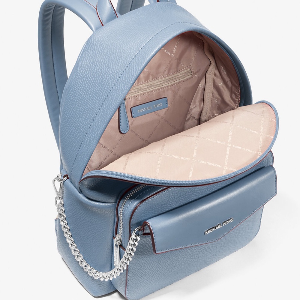 MICHAEL KORS Maisie Medium Pebbled Leather 2-in-1 Backpack DENIM COLOR - Picture 13 of 16